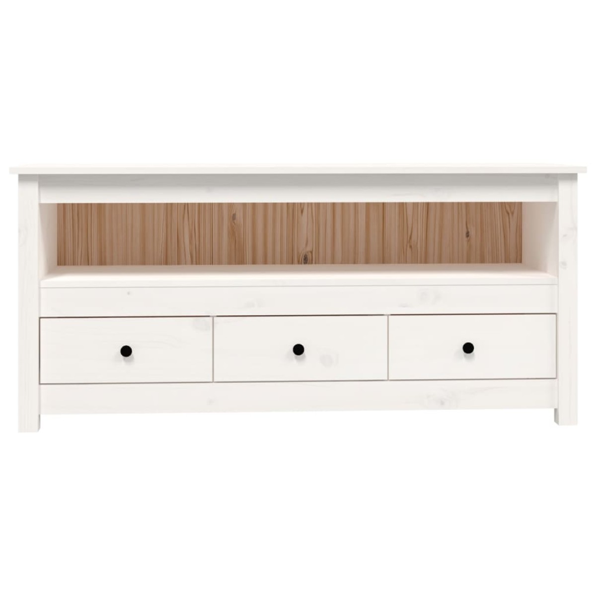vidaXL Έπιπλο Τηλεόρασης Λευκό 114x35x52 εκ. από Μασίφ Ξύλο Πεύκου