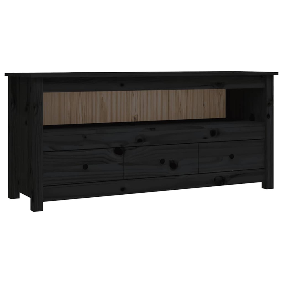 vidaXL Έπιπλο Τηλεόρασης Μαύρο 114 x 35 x 52 εκ. από Μασίφ Ξύλο Πεύκου