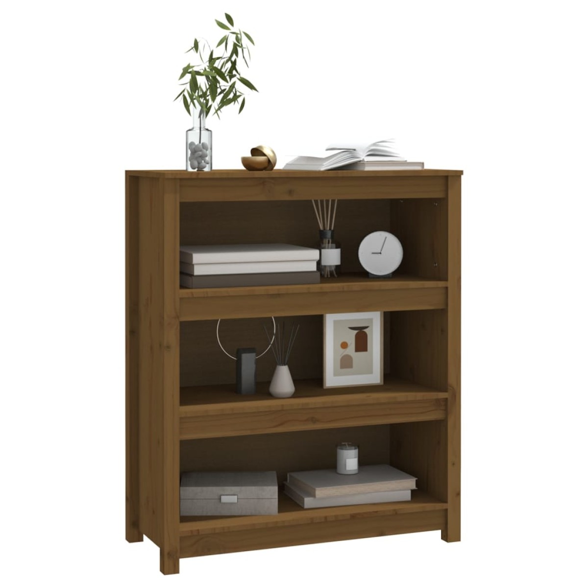 vidaXL Βιβλιοθήκη Μελί 80x35x97 εκ. από Μασίφ Ξύλο Πεύκου