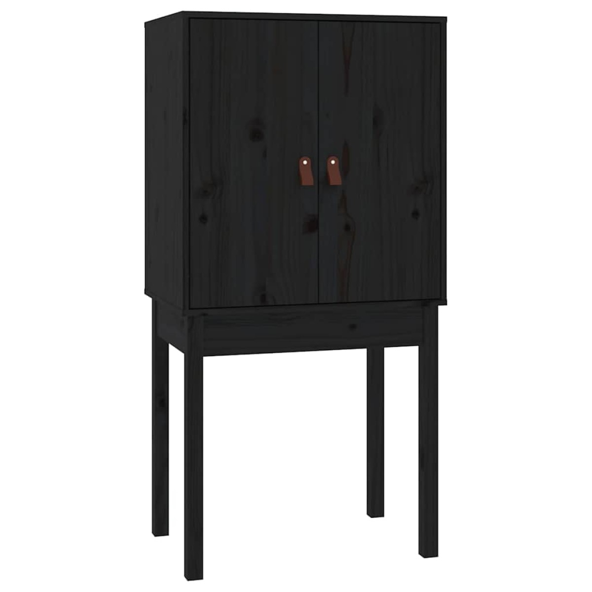 vidaXL Ντουλάπι Ψηλό Μαύρο 60x40x120 εκ. από Μασίφ Ξύλο Πεύκου
