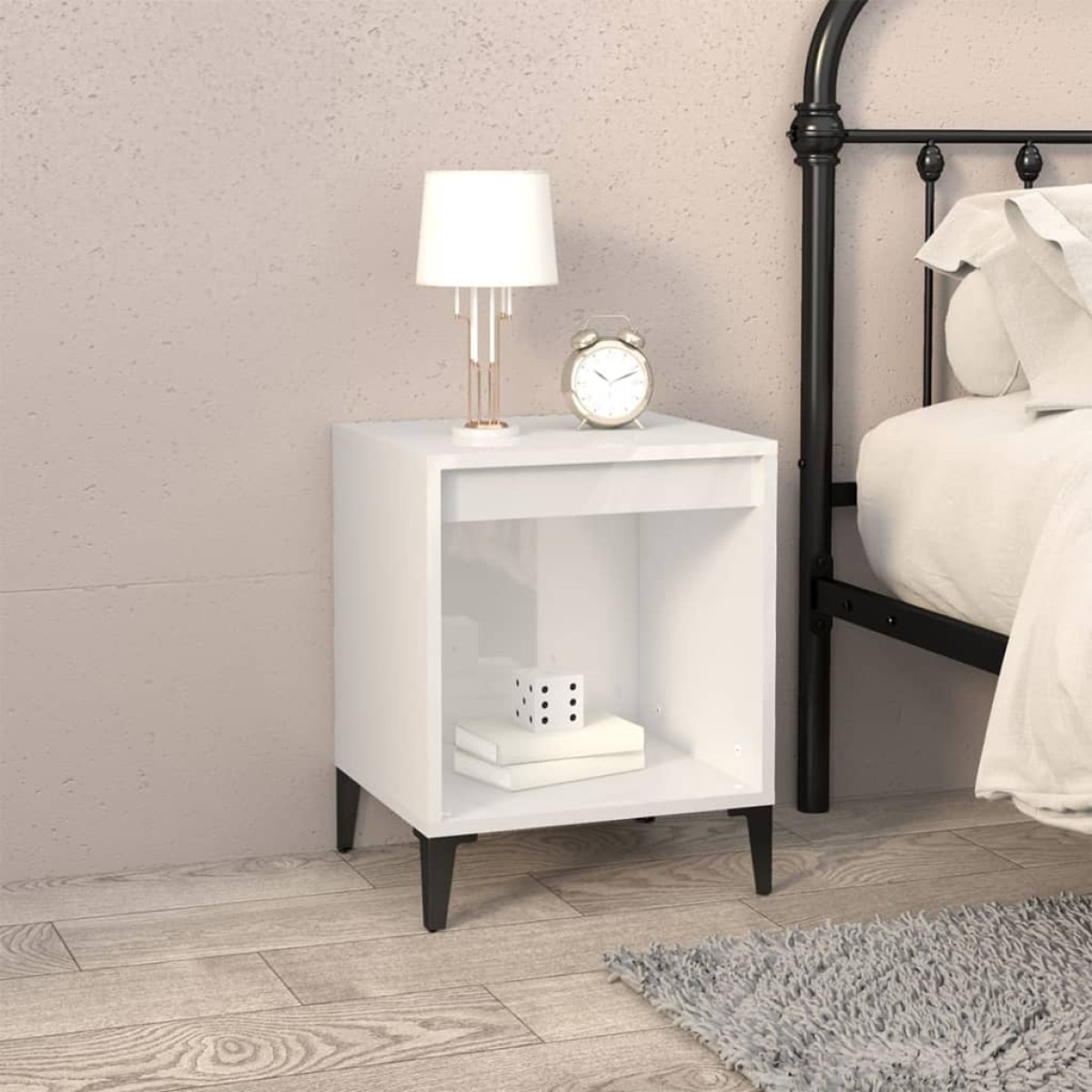 vidaXL Κομοδίνα 2 τεμ. Γυαλιστερό Λευκό 40 x 35 x 50 εκ.
