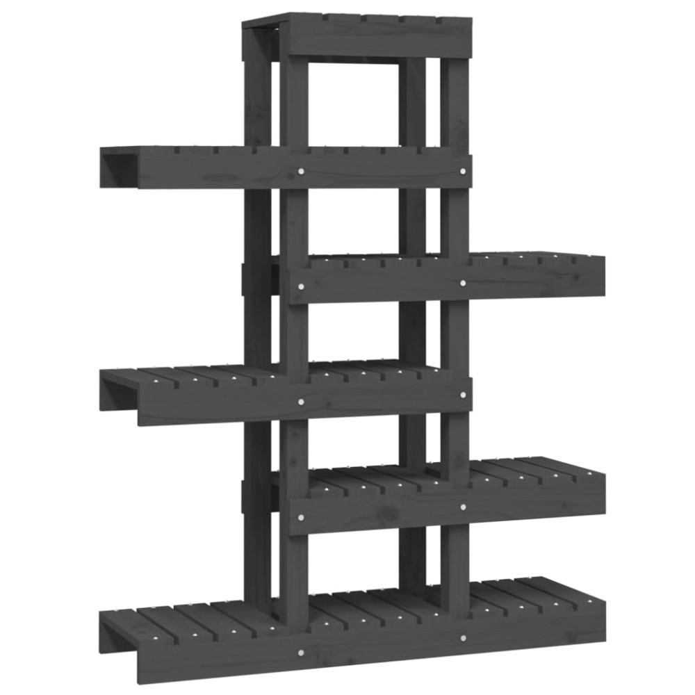 vidaXL Βάση Γλάστρας Γκρι 85 x 25 x 109,5 εκ. από Μασίφ Ξύλο Πεύκου