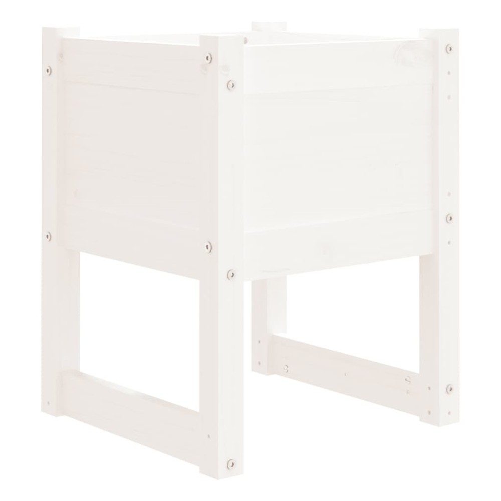 vidaXL Ζαρντινιέρα Λευκή 40x40x52,5 εκ. από Μασίφ Ξύλο Πεύκου