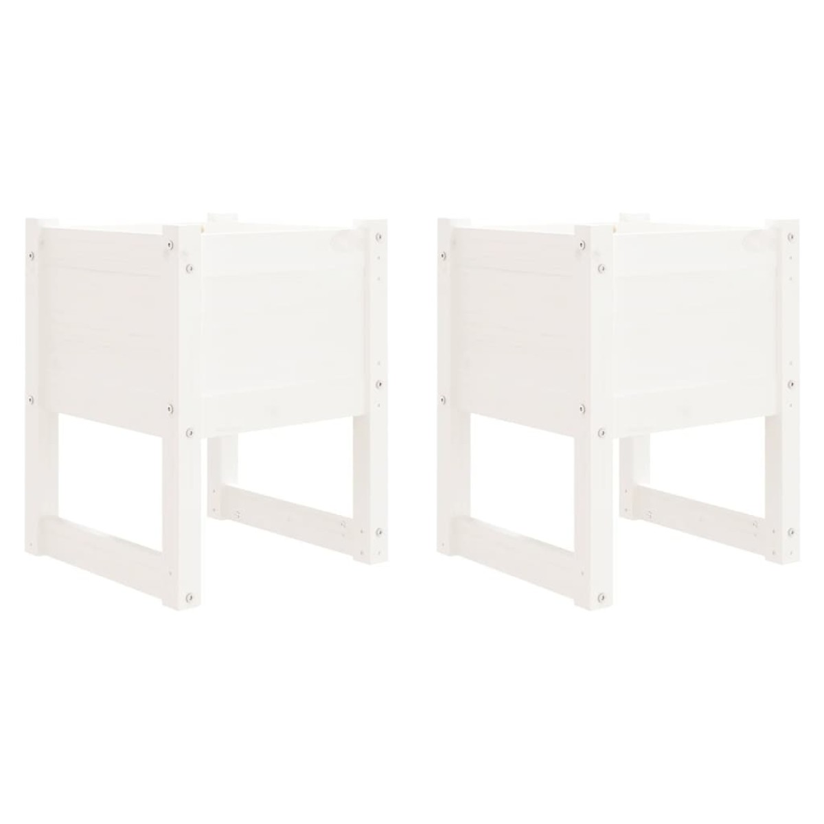 vidaXL Ζαρντινιέρες 2 τεμ. Λευκές 40x40x52,5 εκ. από Μασίφ Ξύλο Πεύκου