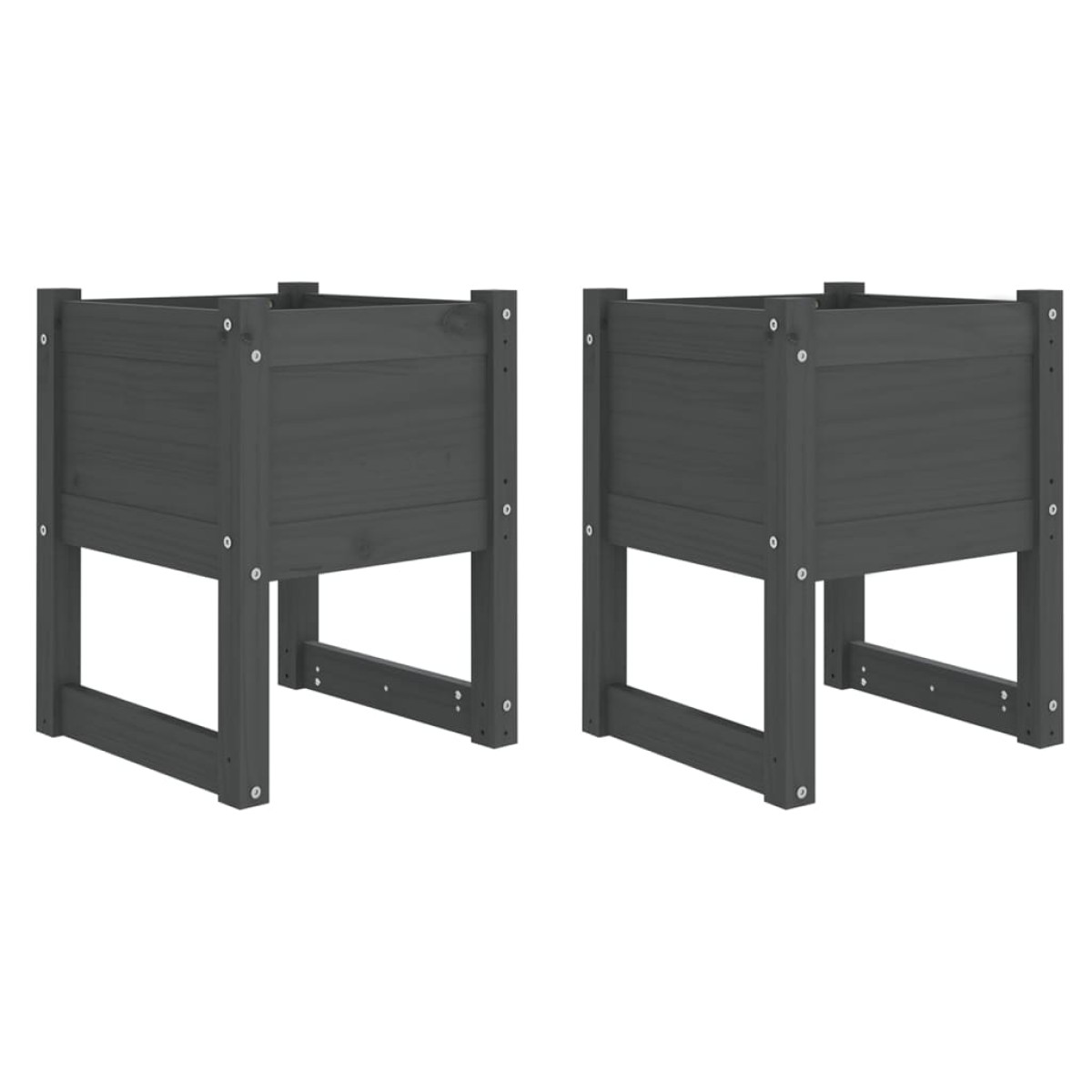 vidaXL Ζαρντινιέρες 2 τεμ. Γκρι 40x40x52,5 εκ. από Μασίφ Ξύλο Πεύκου