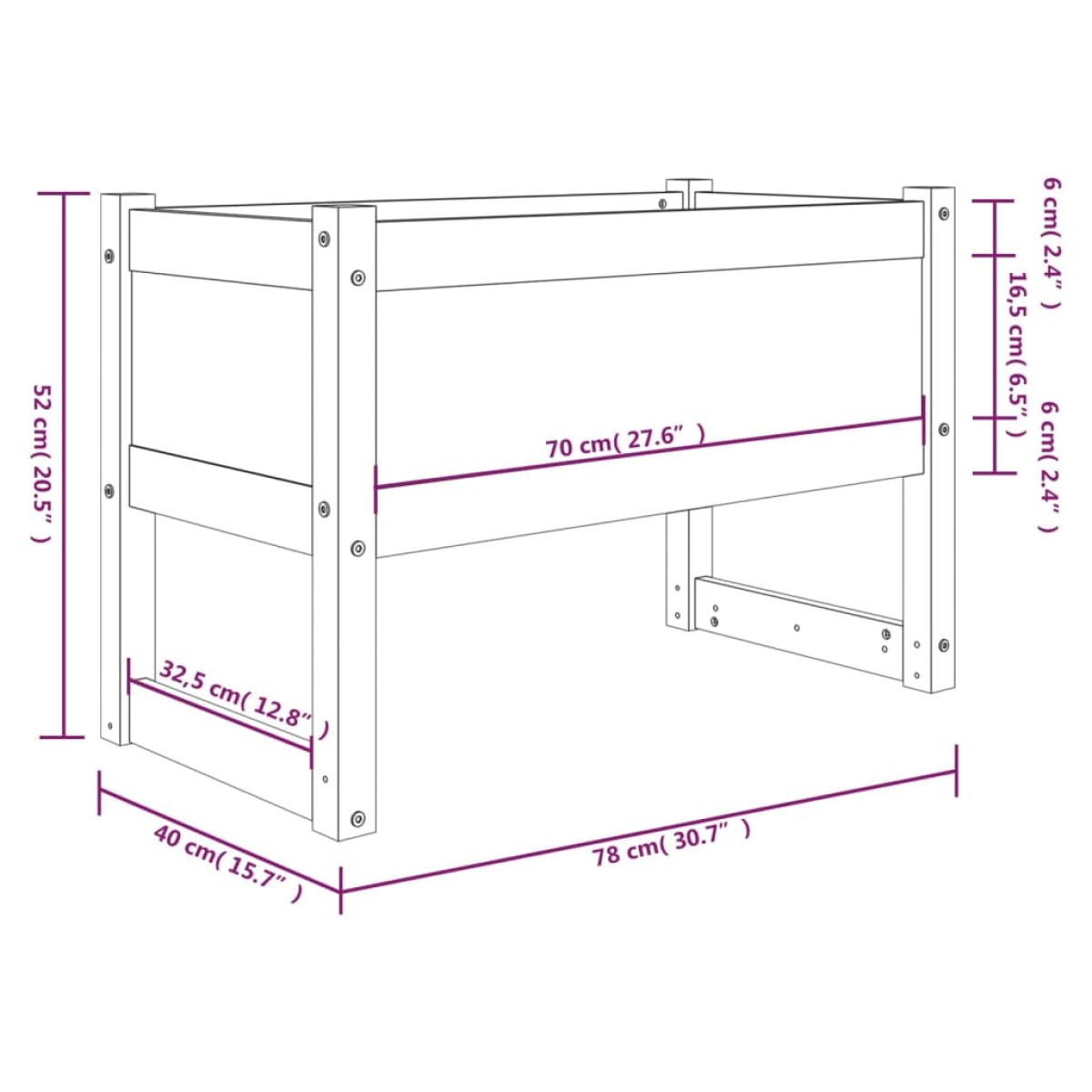 vidaXL Ζαρντινιέρα Λευκή 78 x 40 x 52 εκ. από Μασίφ Ξύλο Πεύκου