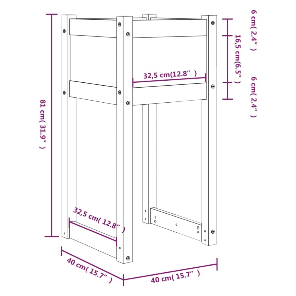 vidaXL Ζαρντινιέρα Λευκή 40 x 40 x 81 εκ. από Μασίφ Ξύλο Πεύκου