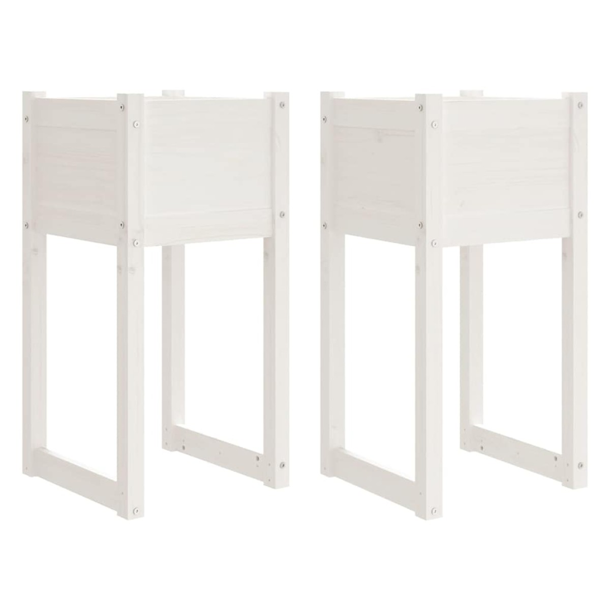 vidaXL Ζαρντινιέρες 2 τεμ. Λευκές 40x40x81 εκ. από Μασίφ Ξύλο Πεύκου