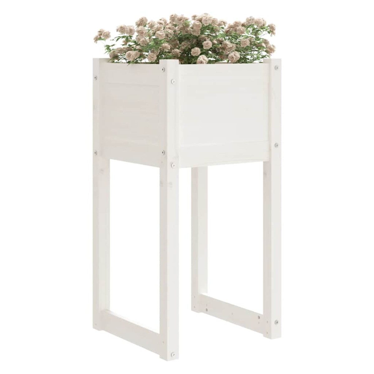 vidaXL Ζαρντινιέρες 2 τεμ. Λευκές 40x40x81 εκ. από Μασίφ Ξύλο Πεύκου