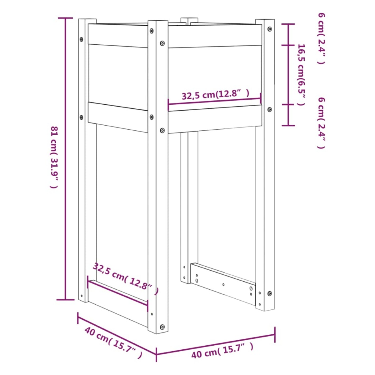 vidaXL Ζαρντινιέρα Γκρι 40x40x81 εκ. από Μασίφ Ξύλο Πεύκου
