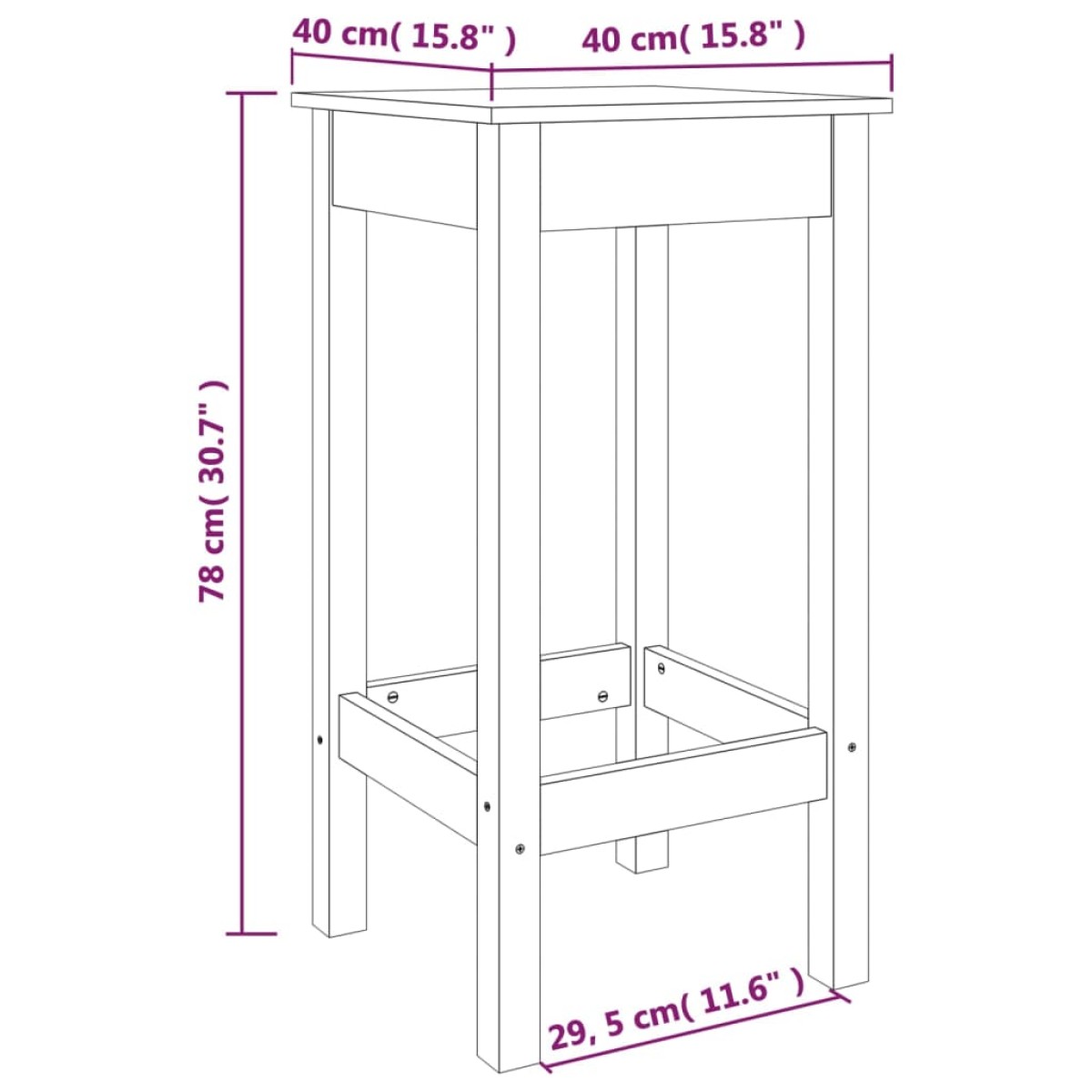 vidaXL Καρέκλες Μπαρ 2 τεμ. 40x40x78 εκ. Μασίφ Ξύλο Πεύκου