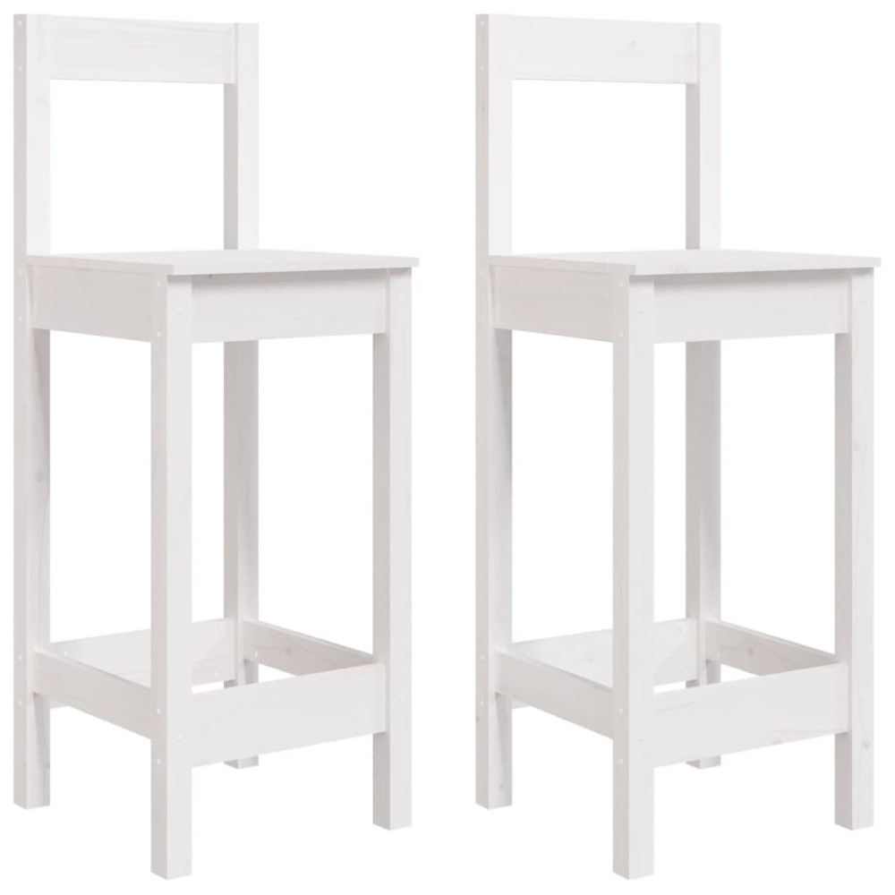 vidaXL Καρέκλες Μπαρ 2 τεμ. Λευκό 40x41,5x112 εκ. Μασίφ Ξύλο Πεύκου