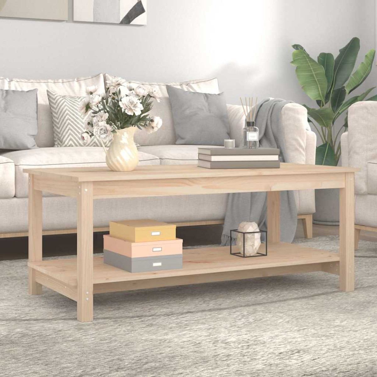 vidaXL Τραπεζάκι Σαλονιού 110 x 55 x 45 εκ. από Μασίφ Ξύλο Πεύκου