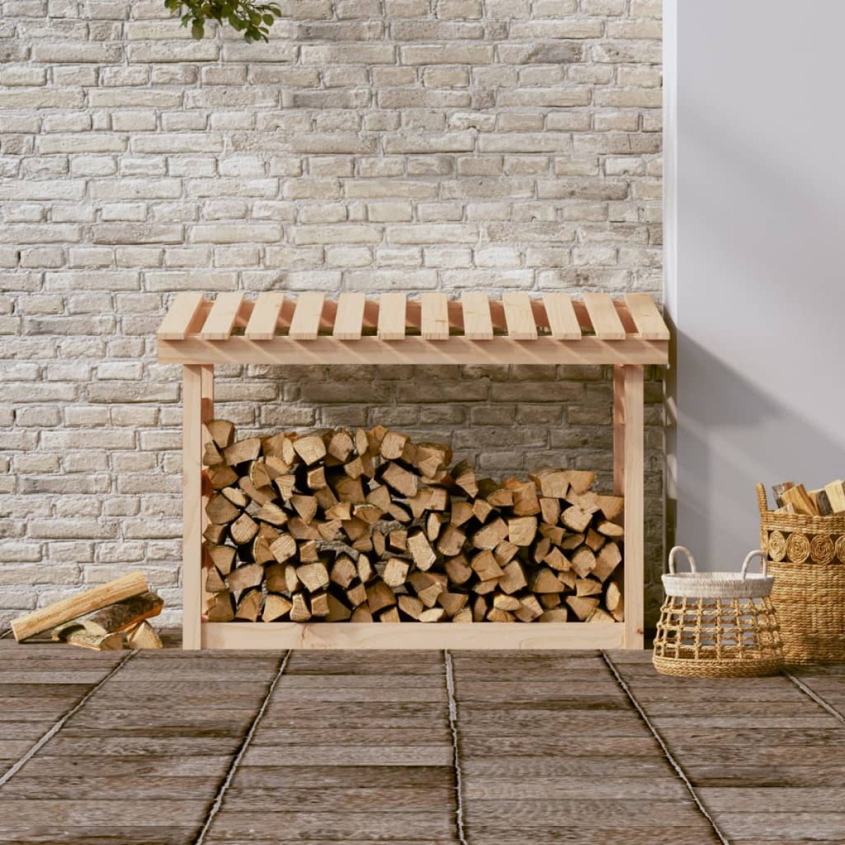 vidaXL Ραφιέρα Καυσόξυλων 108x64,5x78 εκ. από Μασίφ Ξύλο Πεύκου
