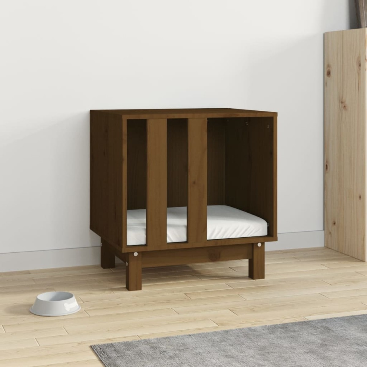 vidaXL Σπιτάκι Σκύλου Καφέ Μελί 50x40x52 εκ. από Μασίφ Ξύλο Πεύκου