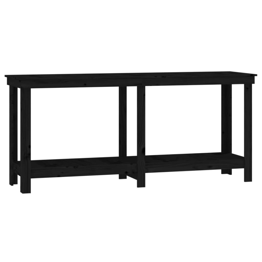 vidaXL Πάγκος Εργασίας Μαύρος 180x50x80 εκ. από Μασίφ Ξύλο Πεύκου