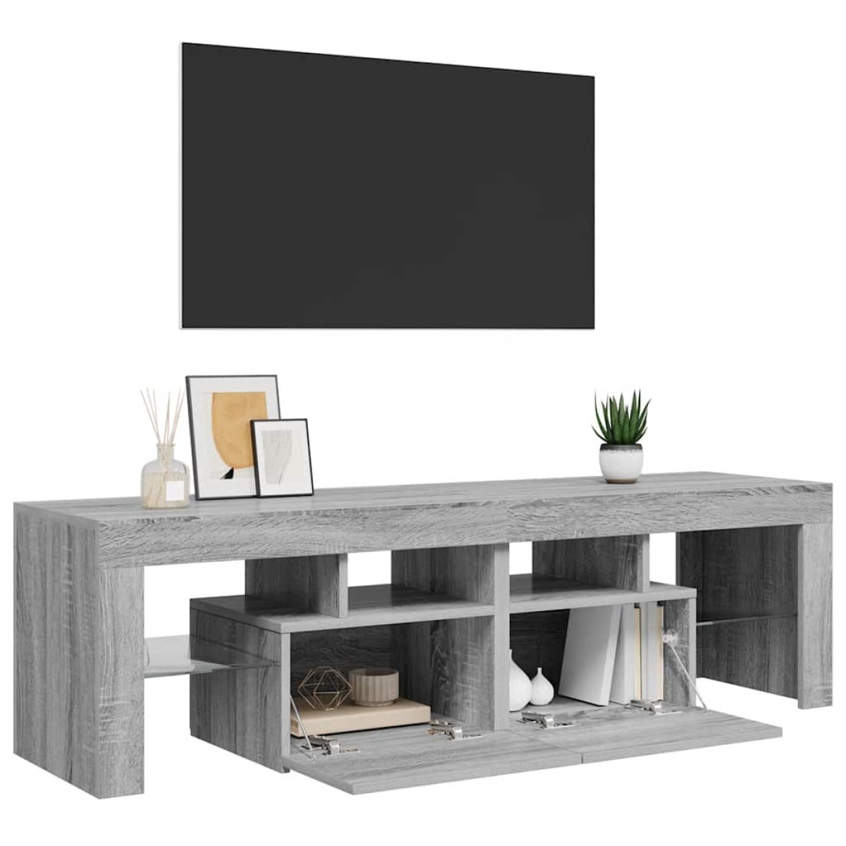 vidaXL Έπιπλο Τηλεόρασης με LED Γκρι Sonoma 140 x 36,5 x 40 εκ.