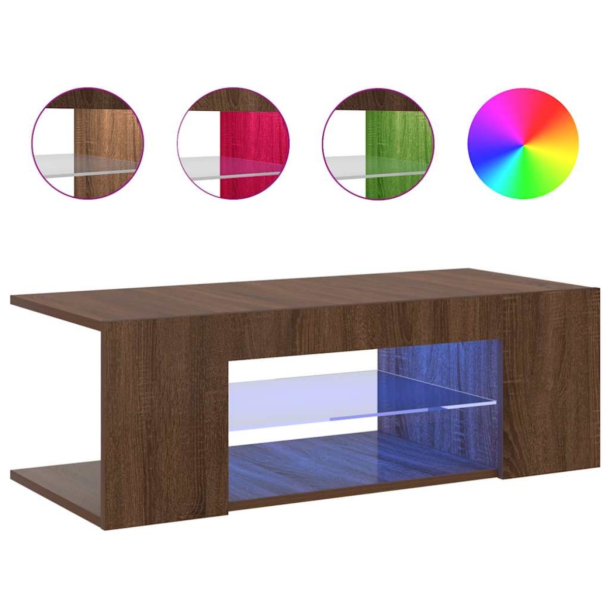 vidaXL Έπιπλο Τηλεόρασης με LED Καφέ Δρυς 90x39x30 εκ.
