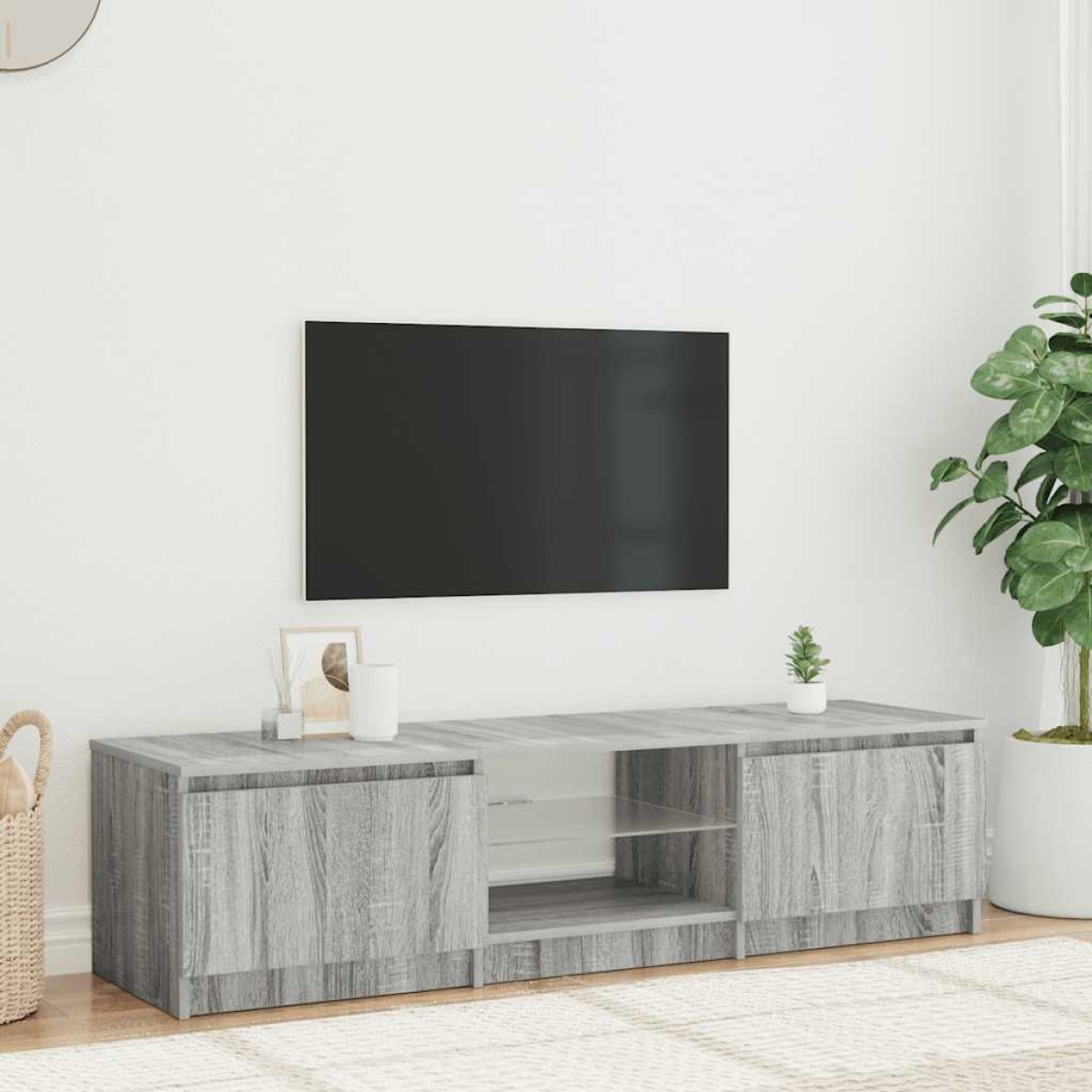 vidaXL Έπιπλο Τηλεόρασης με LED Γκρι Sonoma 140 x 40 x 35,5 εκ.