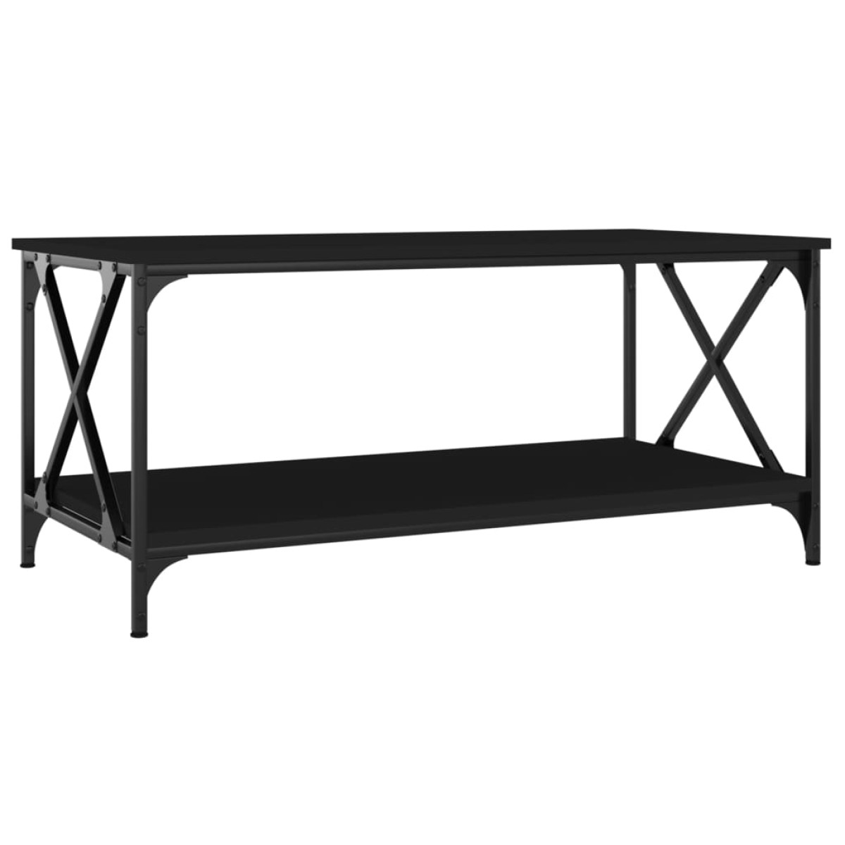 vidaXL Τραπεζάκι Σαλονιού Μαύρο 100x50x45 εκ. Επεξ. Ξύλο & Σίδηρος