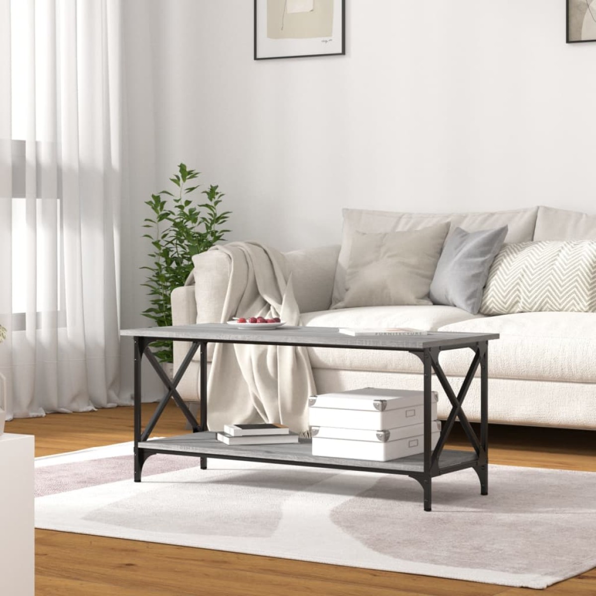 vidaXL Τραπεζάκι Σαλονιού Γκρι Sonoma 100x45x45 εκ Επεξ Ξύλο + Σίδηρος