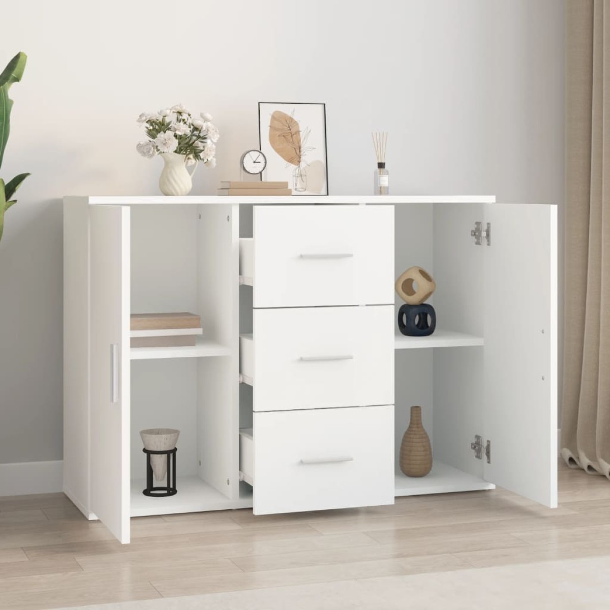 vidaXL Ντουλάπι Λευκό 91 x 29,5 x 65 εκ. από Επεξεργασμένο Ξύλο
