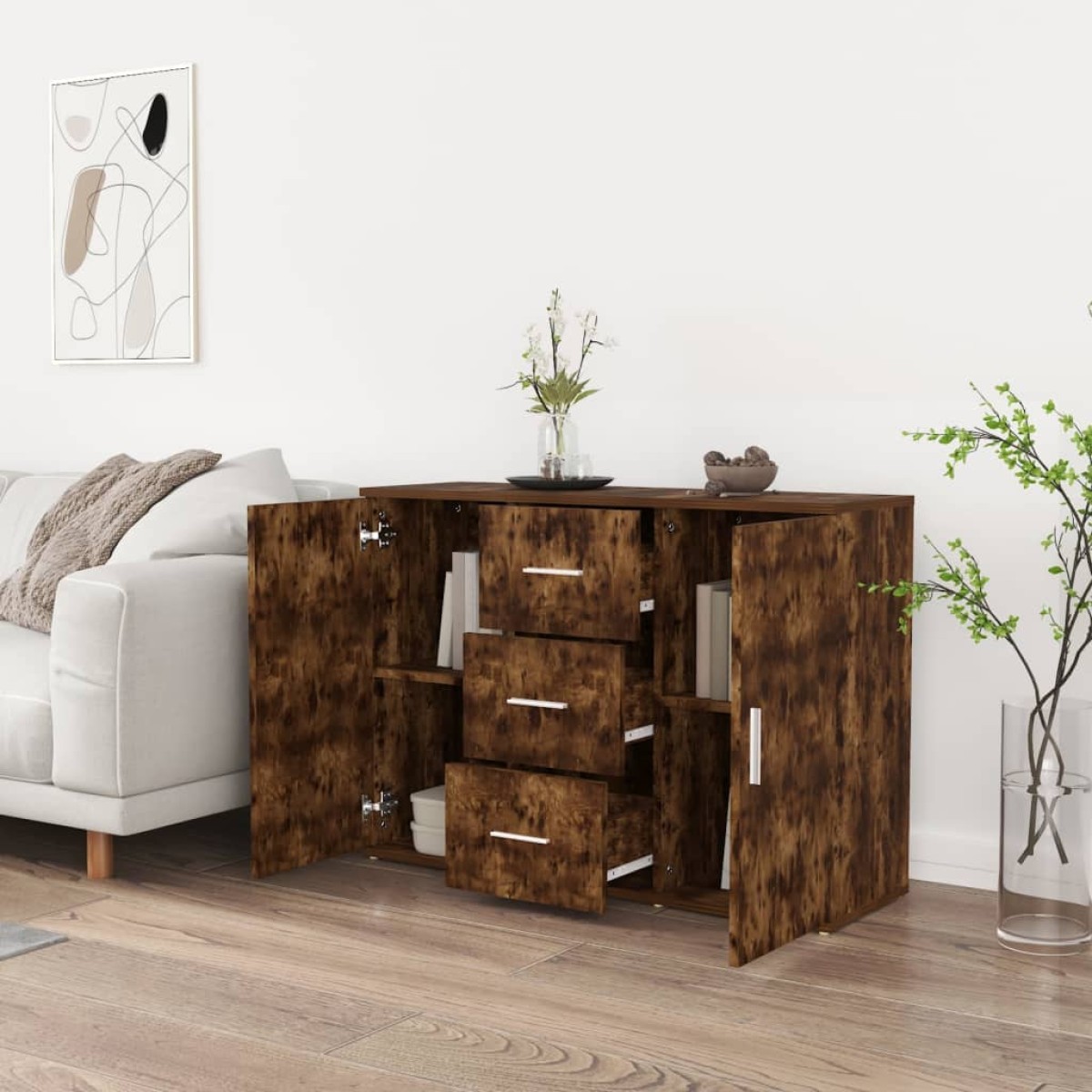 vidaXL Ντουλάπι Καπνιστή Δρυς 91x29,5x65 εκ. από Επεξεργασμένο Ξύλο