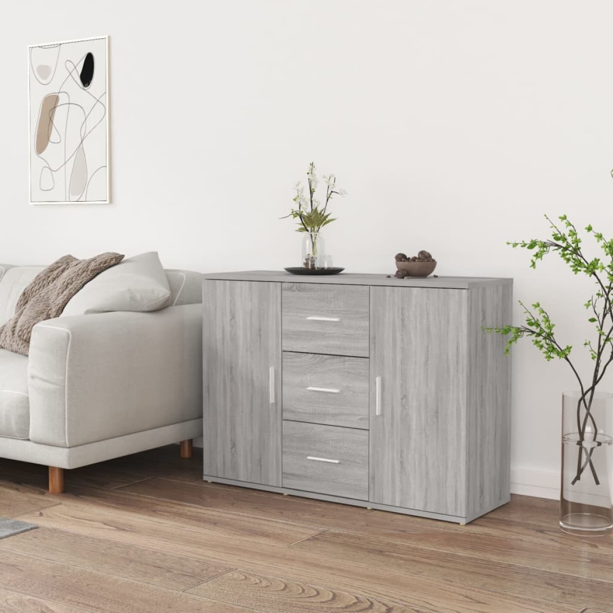 vidaXL Ντουλάπι Γκρι Sonoma 91 x 29,5 x 65 εκ. από Επεξεργασμένο Ξύλο