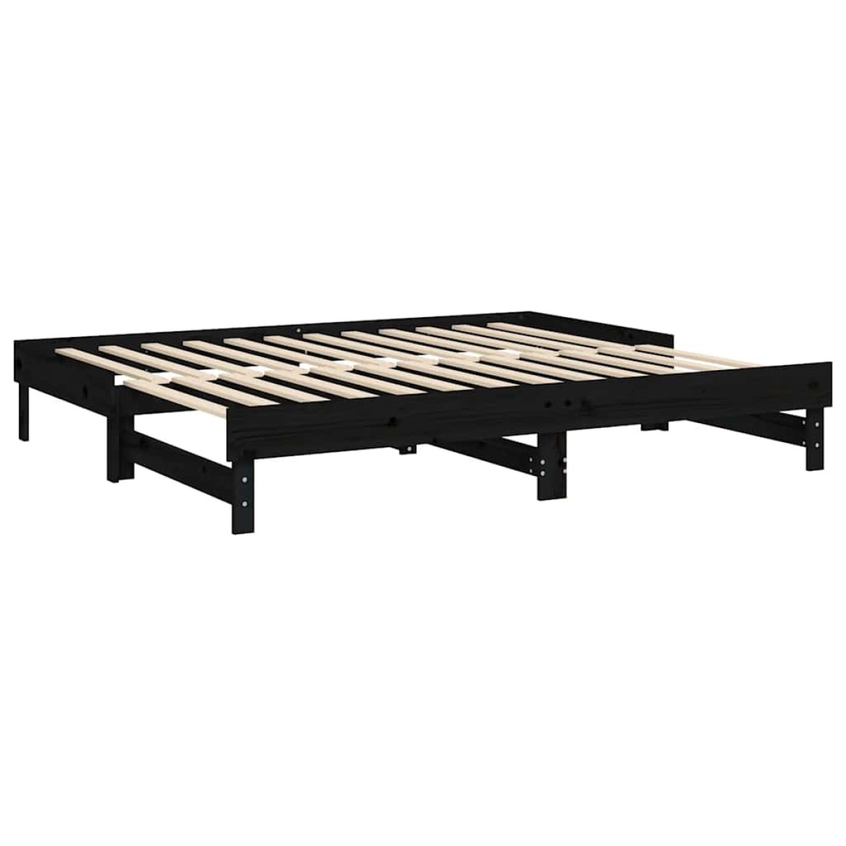 vidaXL Καναπές Κρεβάτι Συρόμενος Μαύρος 2x(80x200) εκ. από Μασίφ Πεύκο