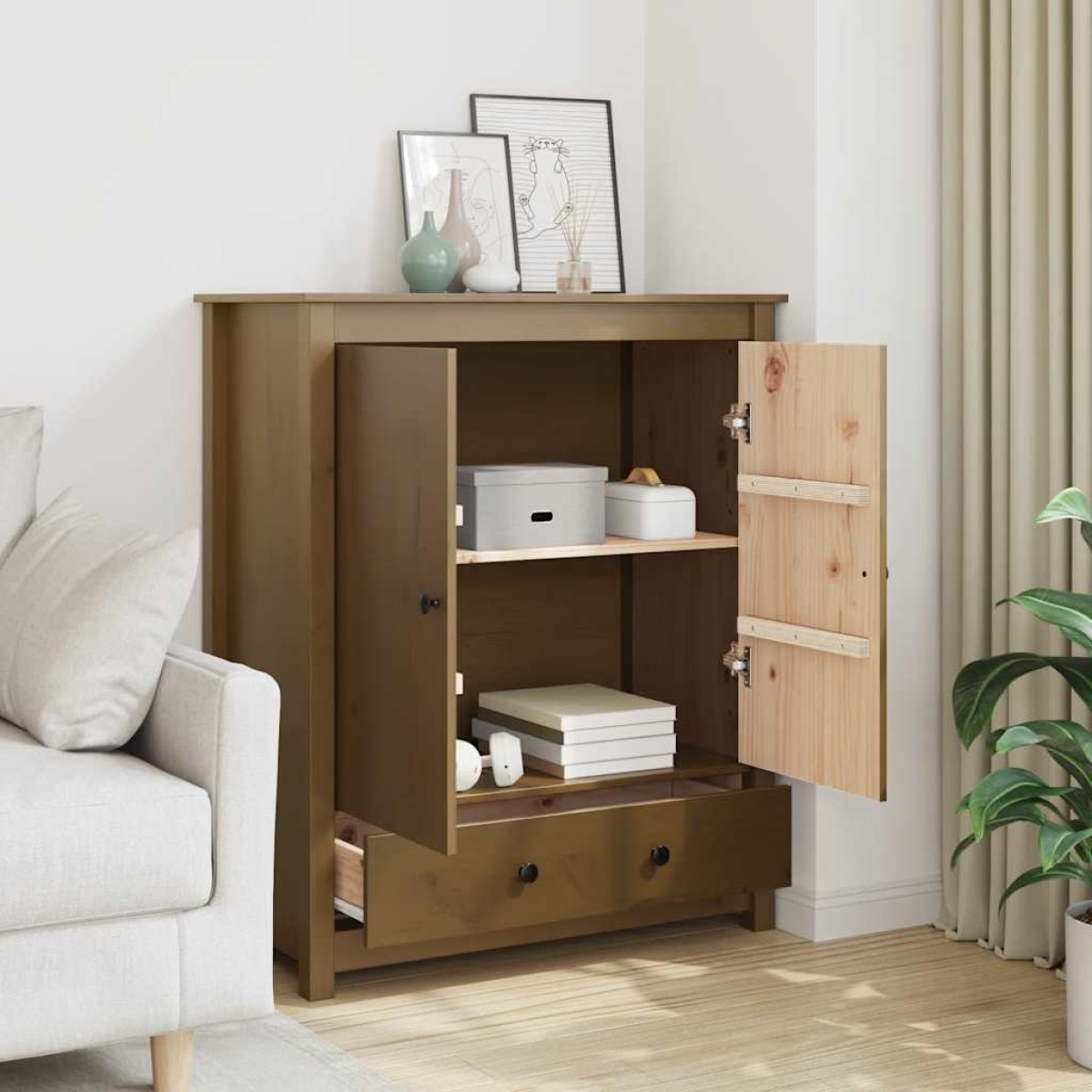 vidaXL Μπουφές Καφέ Μέλι 83x41,5x100 εκ. από Μασίφ Ξύλο Πεύκου