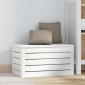 vidaXL Κουτί Αποθήκευσης Λευκό 59,5x36,5x33 εκ. Μασίφ Ξύλο Πεύκου