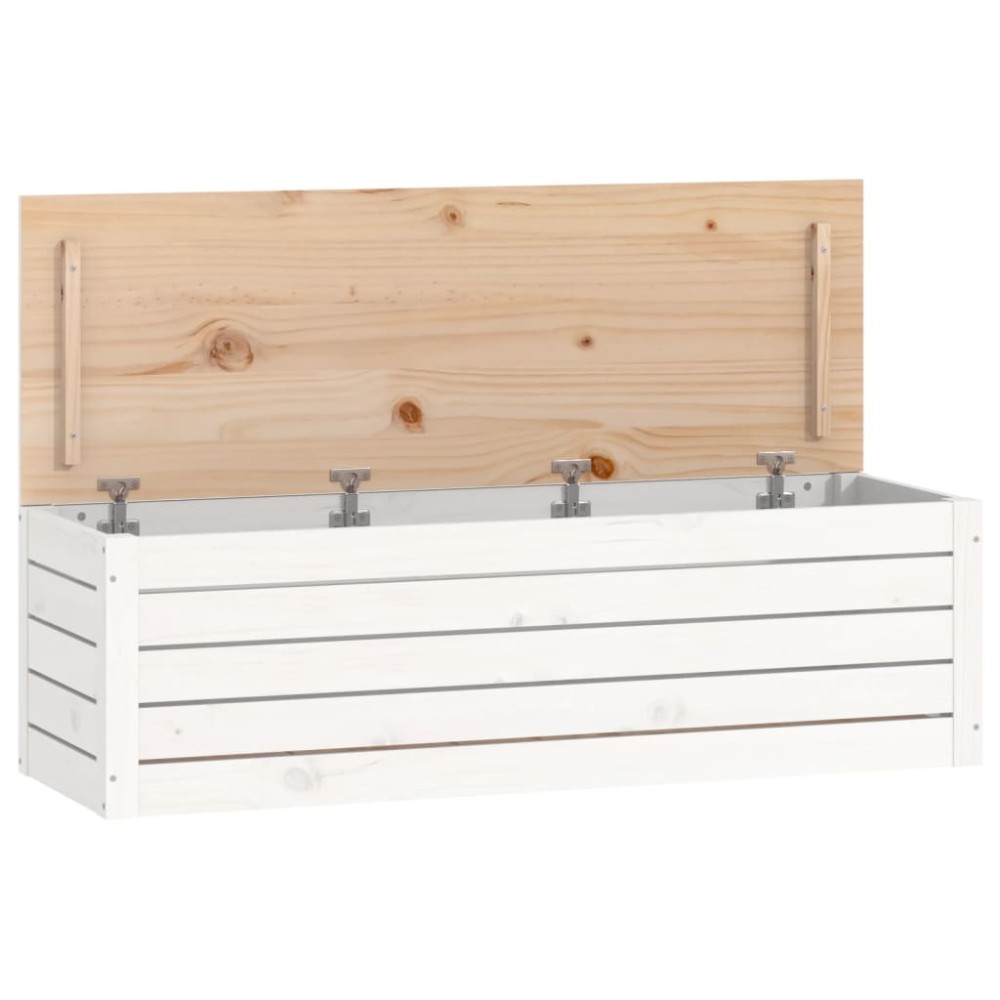 vidaXL Κουτί Αποθήκευσης Λευκό 109x36,5x33 εκ από Μασίφ Ξύλο Πεύκου