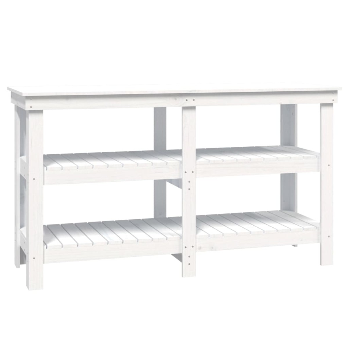 vidaXL Πάγκος Εργασίας Λευκός 142,5x50x80 εκ. από Μασίφ Ξύλο Πεύκου