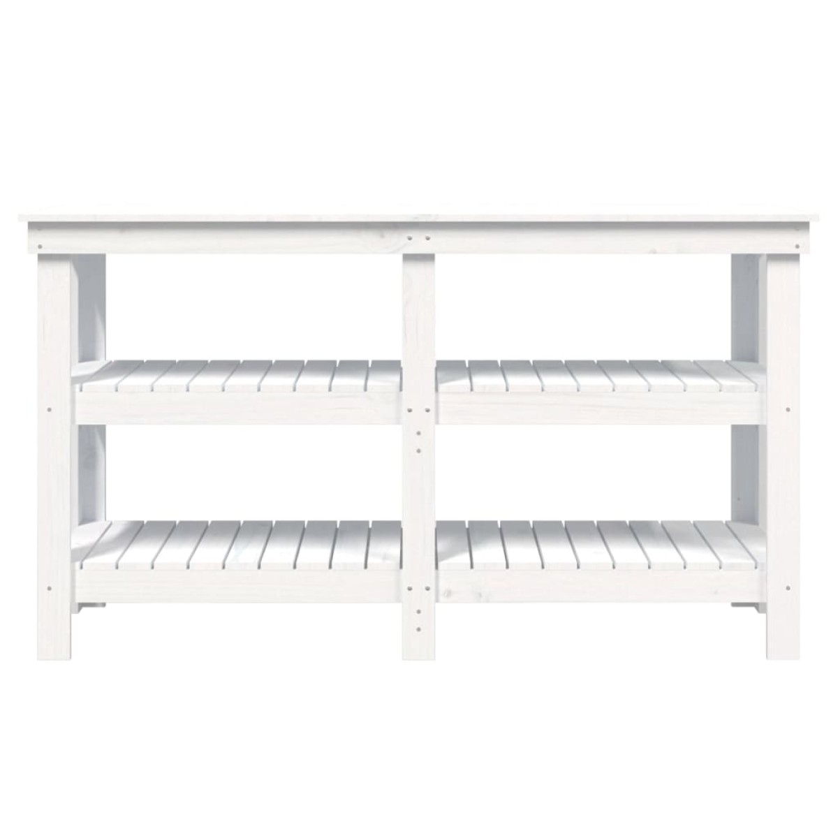 vidaXL Πάγκος Εργασίας Λευκός 142,5x50x80 εκ. από Μασίφ Ξύλο Πεύκου