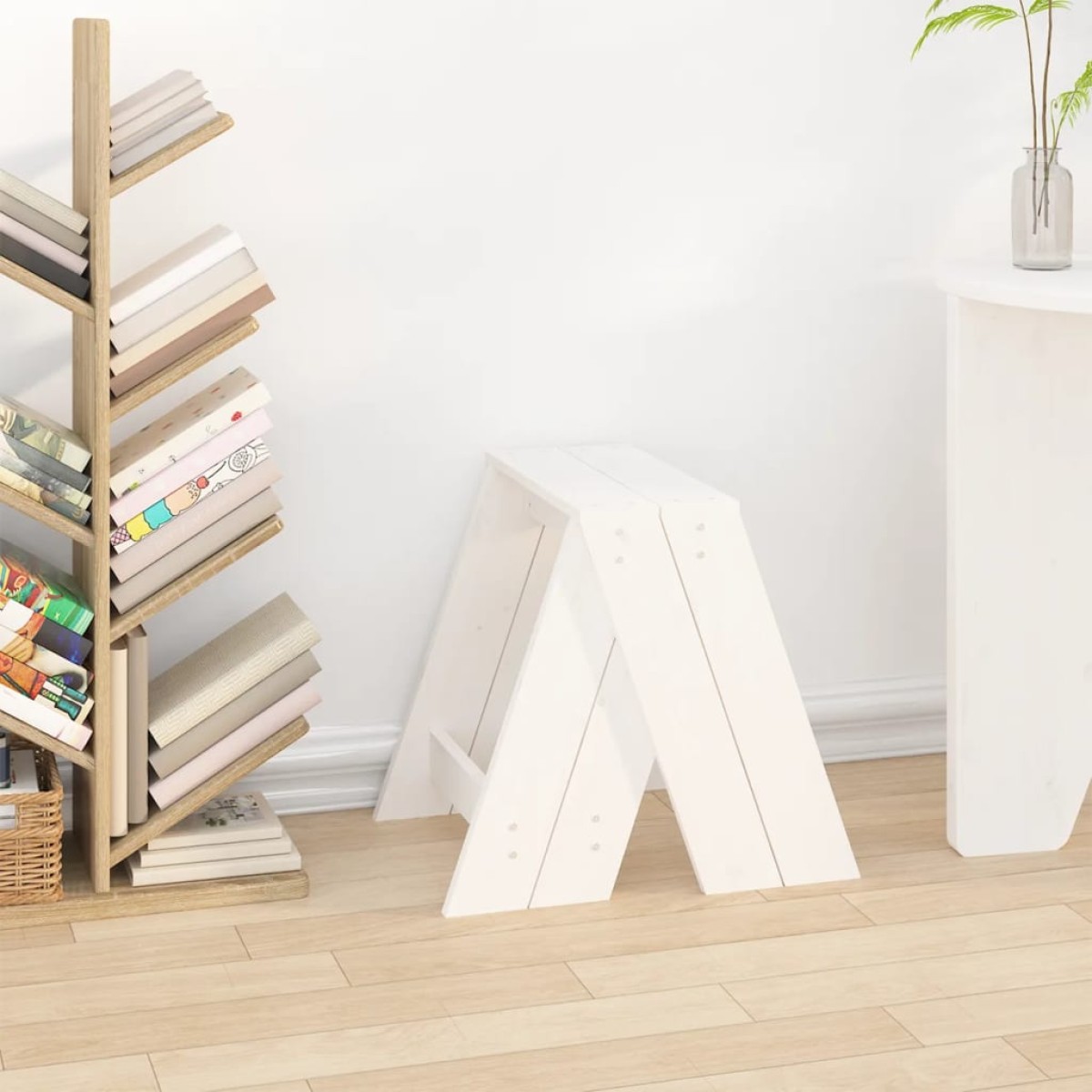 vidaXL Σκαμπό 2 Τεμ. Λευκή 40x40x45 εκ. από Μασίφ Ξύλο Πεύκου