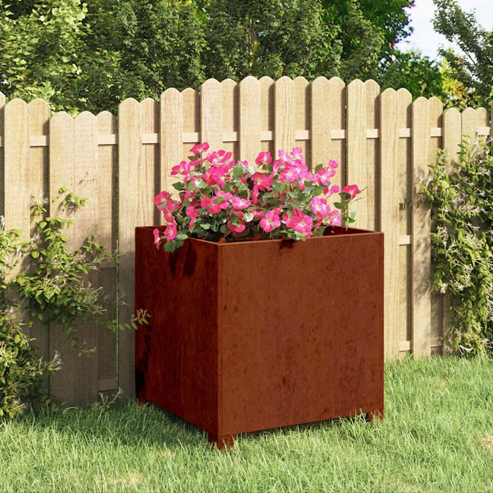 vidaXL Ζαρντινιέρα με Πόδια Σκουριασμ. 40x40x40 εκ. Ατσάλι από Κορτέν