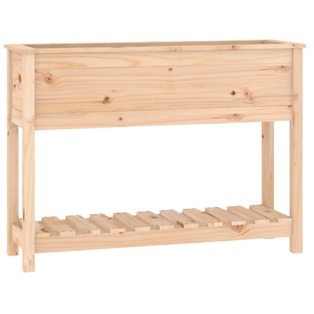 vidaXL Ζαρντινιέρα με Ράφι 111,5 x 34,5 x 81 εκ. Μασίφ Ξύλο Πεύκου