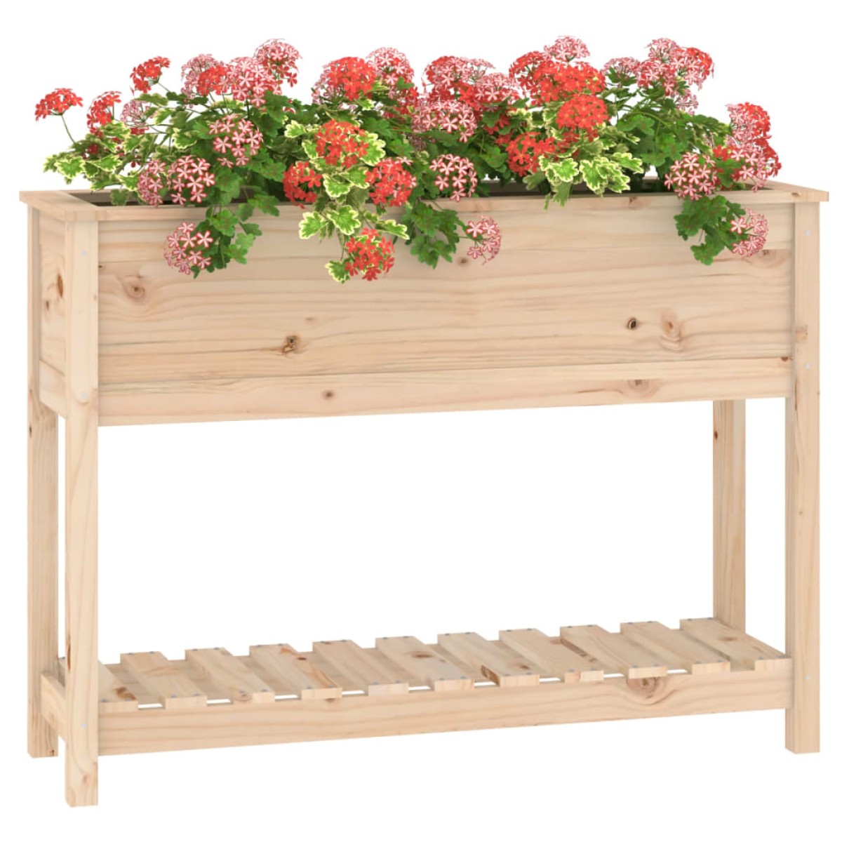 vidaXL Ζαρντινιέρα με Ράφι 111,5 x 34,5 x 81 εκ. Μασίφ Ξύλο Πεύκου