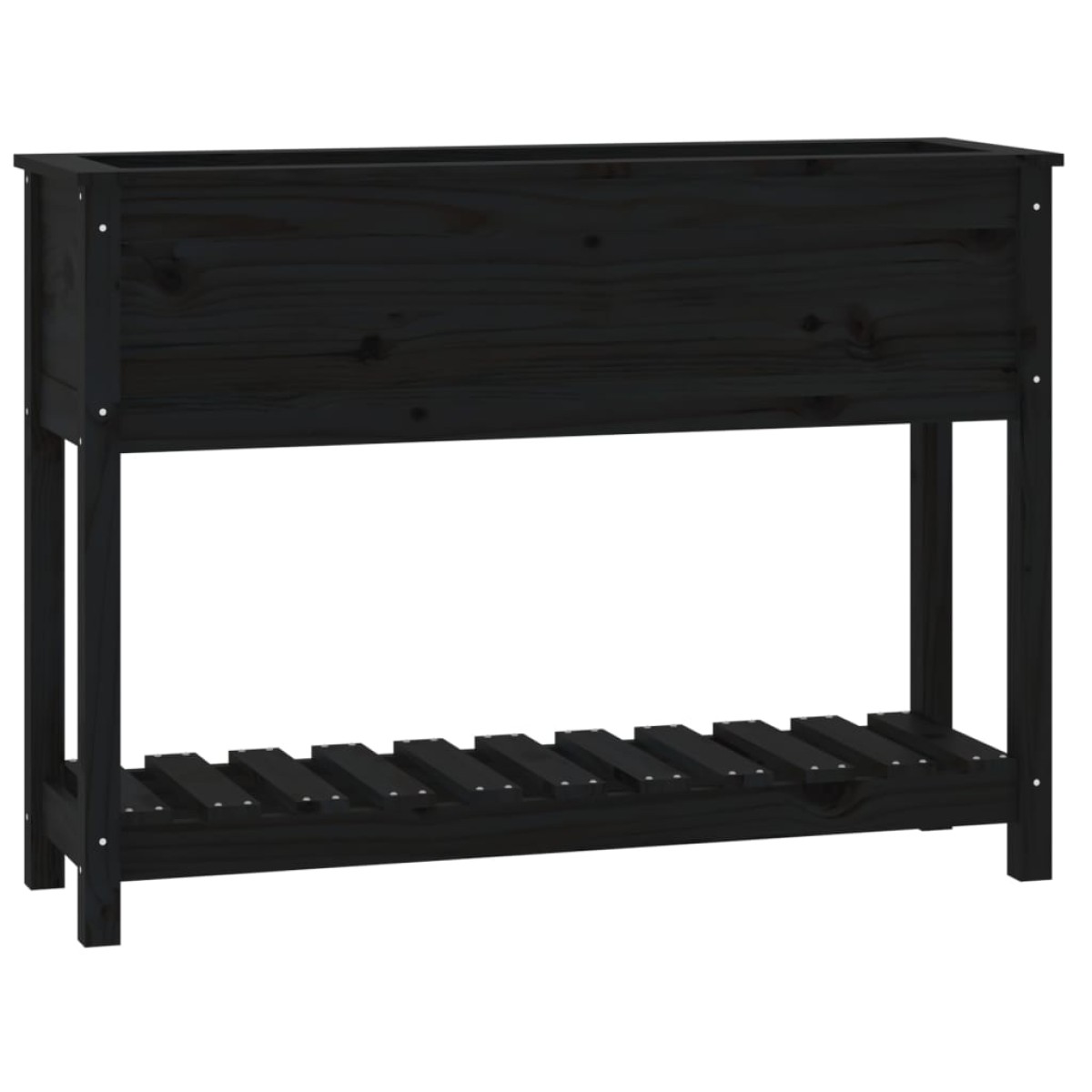vidaXL Ζαρντινιέρα με Ράφι Μαύρη 111,5x34,5x81 εκ. Μασίφ Ξύλο Πεύκου