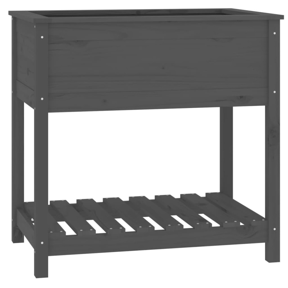 vidaXL Ζαρντινιέρα με Ράφι Γκρι 82,5x54x81 εκ. Μασίφ Ξύλο Πεύκου
