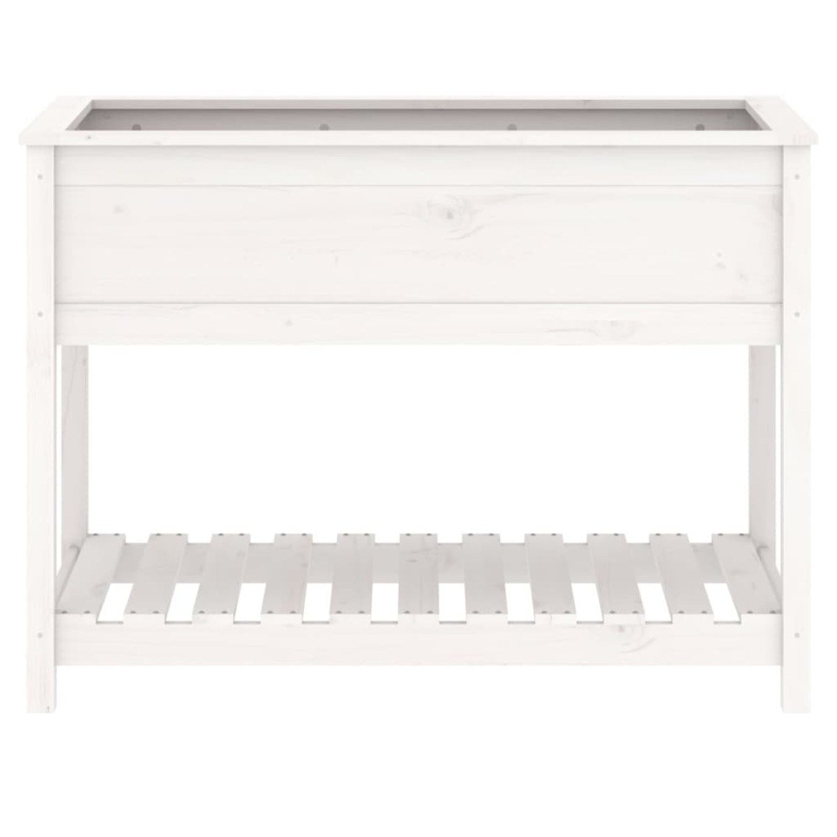 vidaXL Ζαρντινιέρα με Ράφι Λευκή 111,5x54x81 εκ. Μασίφ Ξύλο Πεύκου