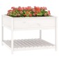 vidaXL Ζαρντινιέρα με Ράφι Λευκή 111,5x111,5x81 εκ. Μασίφ Ξύλο Πεύκου