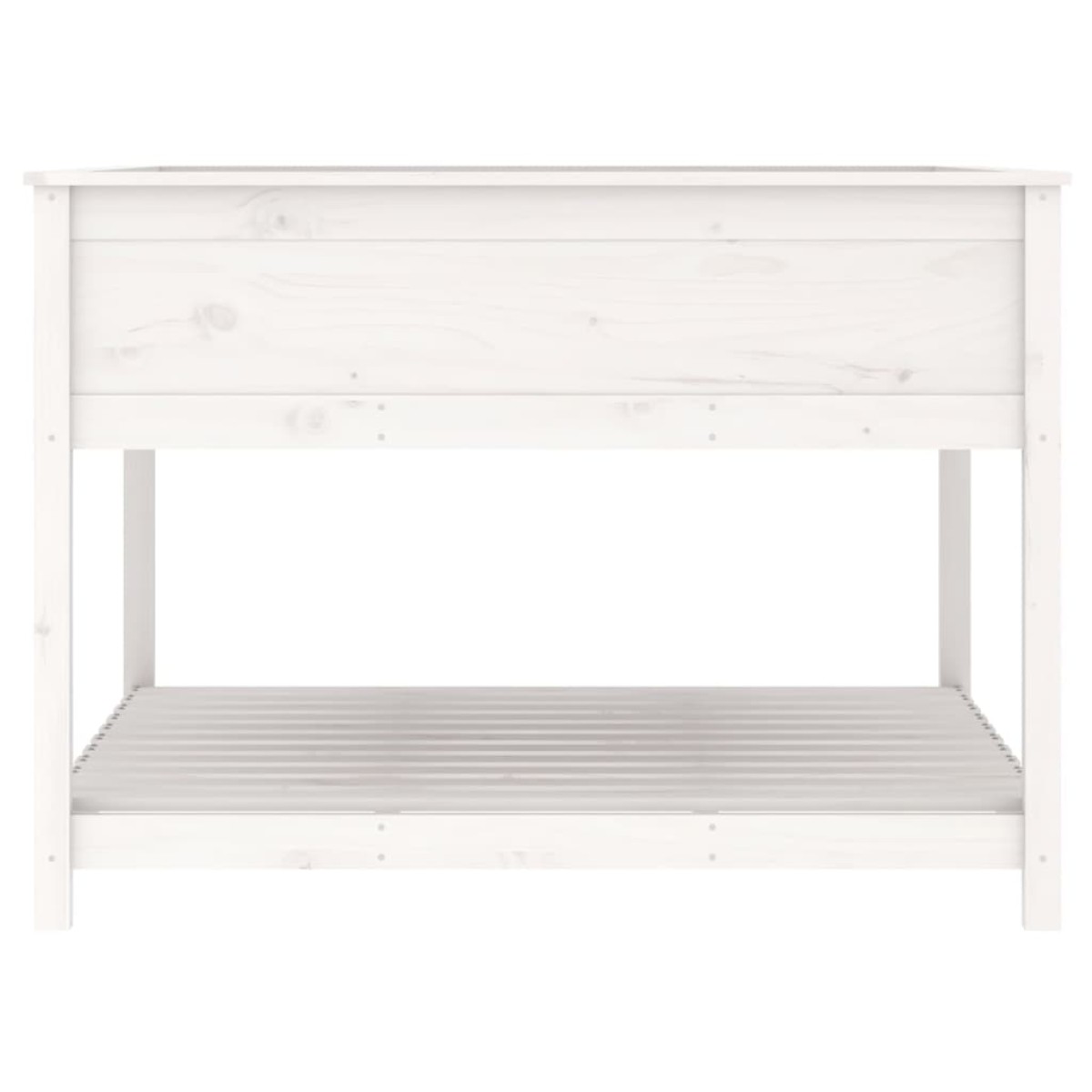 vidaXL Ζαρντινιέρα με Ράφι Λευκή 111,5x111,5x81 εκ. Μασίφ Ξύλο Πεύκου