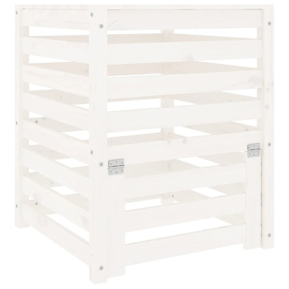 vidaXL Κομποστοποιητής Λευκός 63,5x63,5x77,5 εκ. από Μασίφ Ξύλο Πεύκου