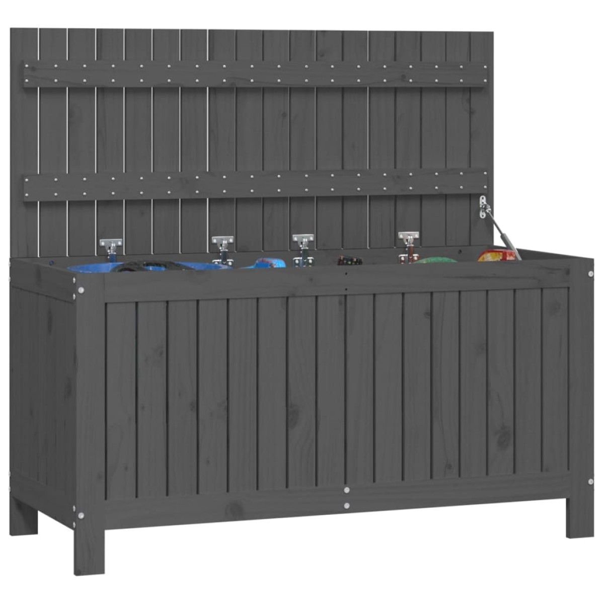 vidaXL Κουτί Αποθήκευσης Κήπου Γκρι 115x49x60 εκ από Μασίφ Ξύλο Πεύκου