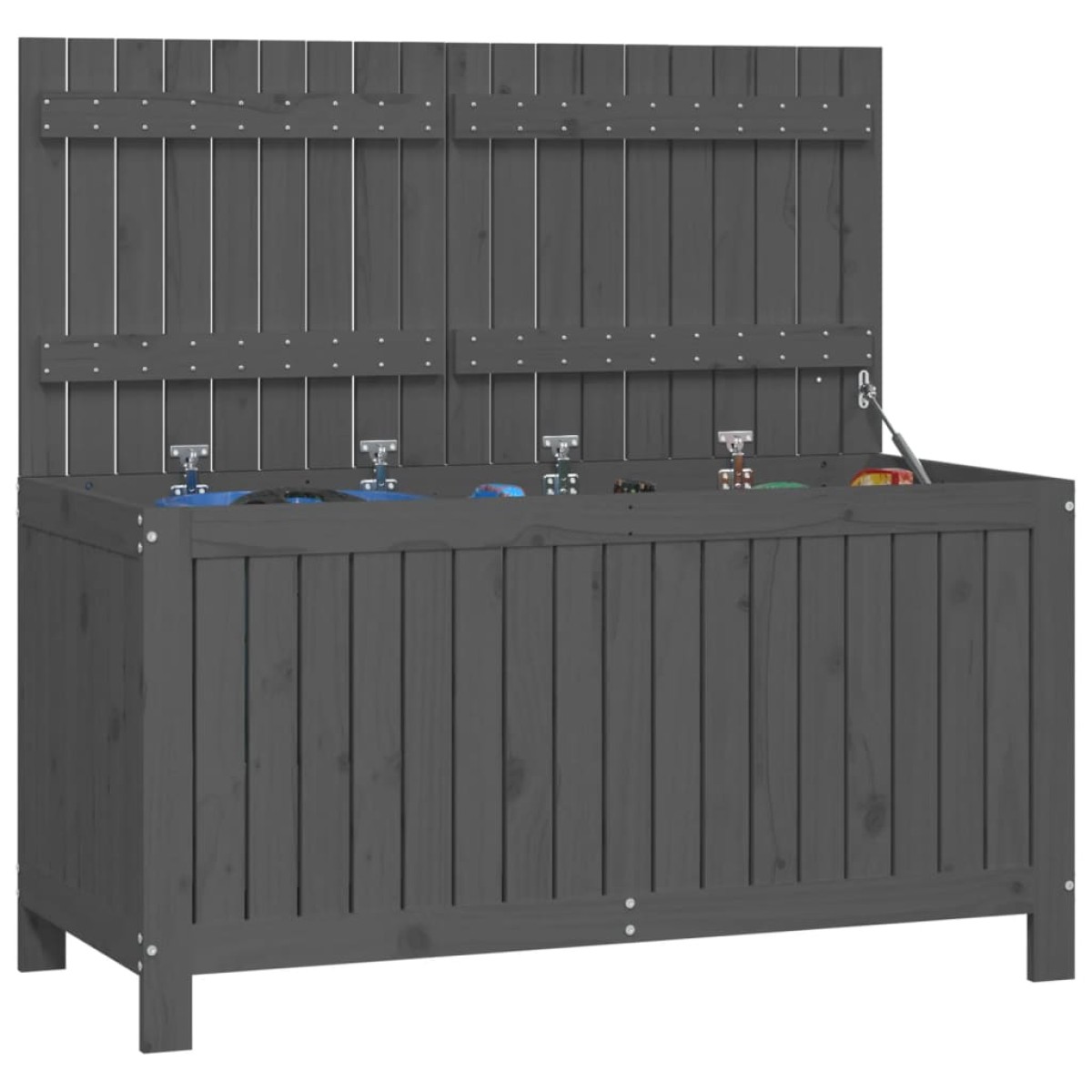 vidaXL Κουτί Αποθήκευσης Κήπου Γκρι 121x55x64 εκ από Μασίφ Ξύλο Πεύκου