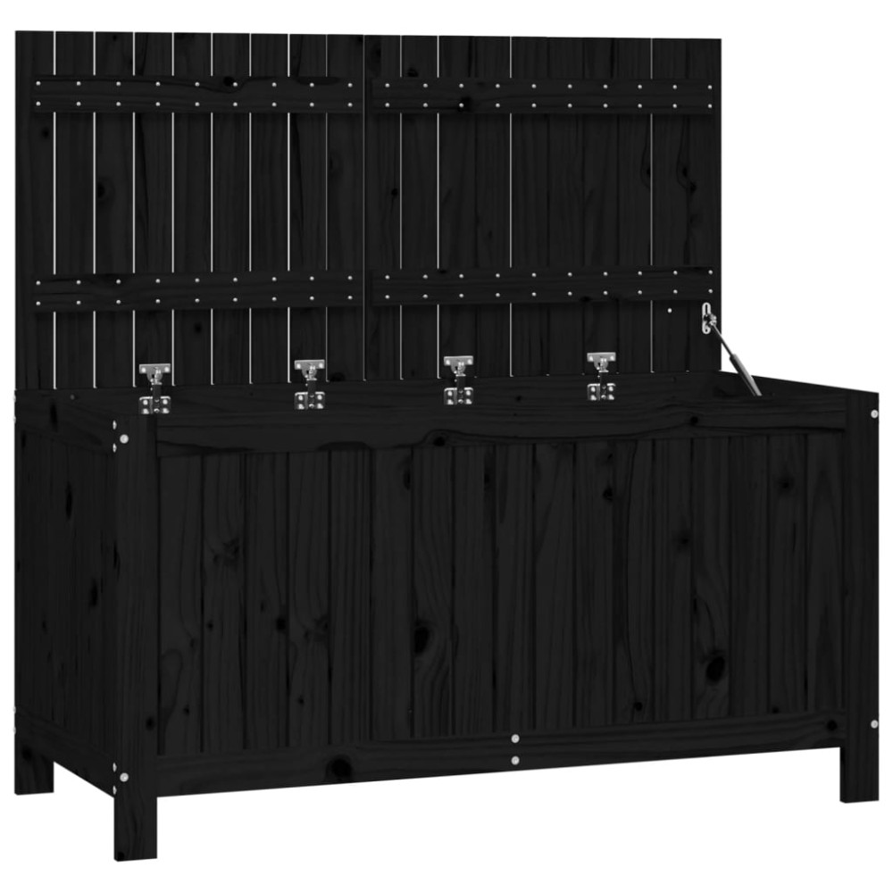 vidaXL Κουτί Αποθήκευσης Κήπου Μαύρο 121x55x64 εκ. Μασίφ Ξύλο Πεύκου