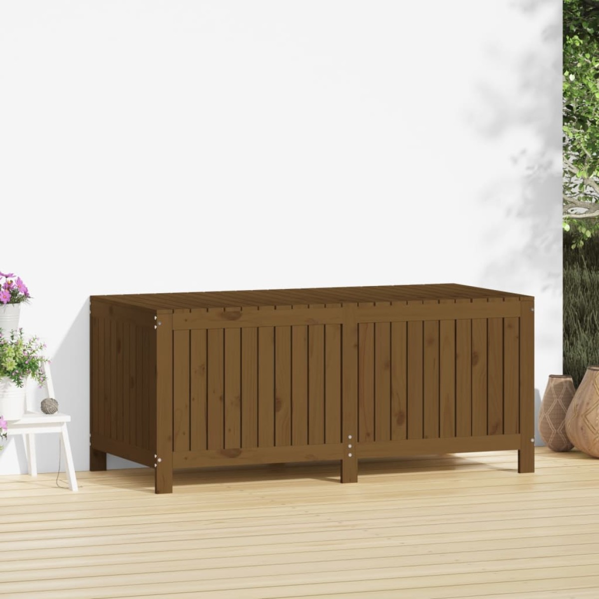 vidaXL Κουτί Αποθήκευσης Καφέ Μελί 147x68x64 εκ. Μασίφ Ξύλο Πεύκου