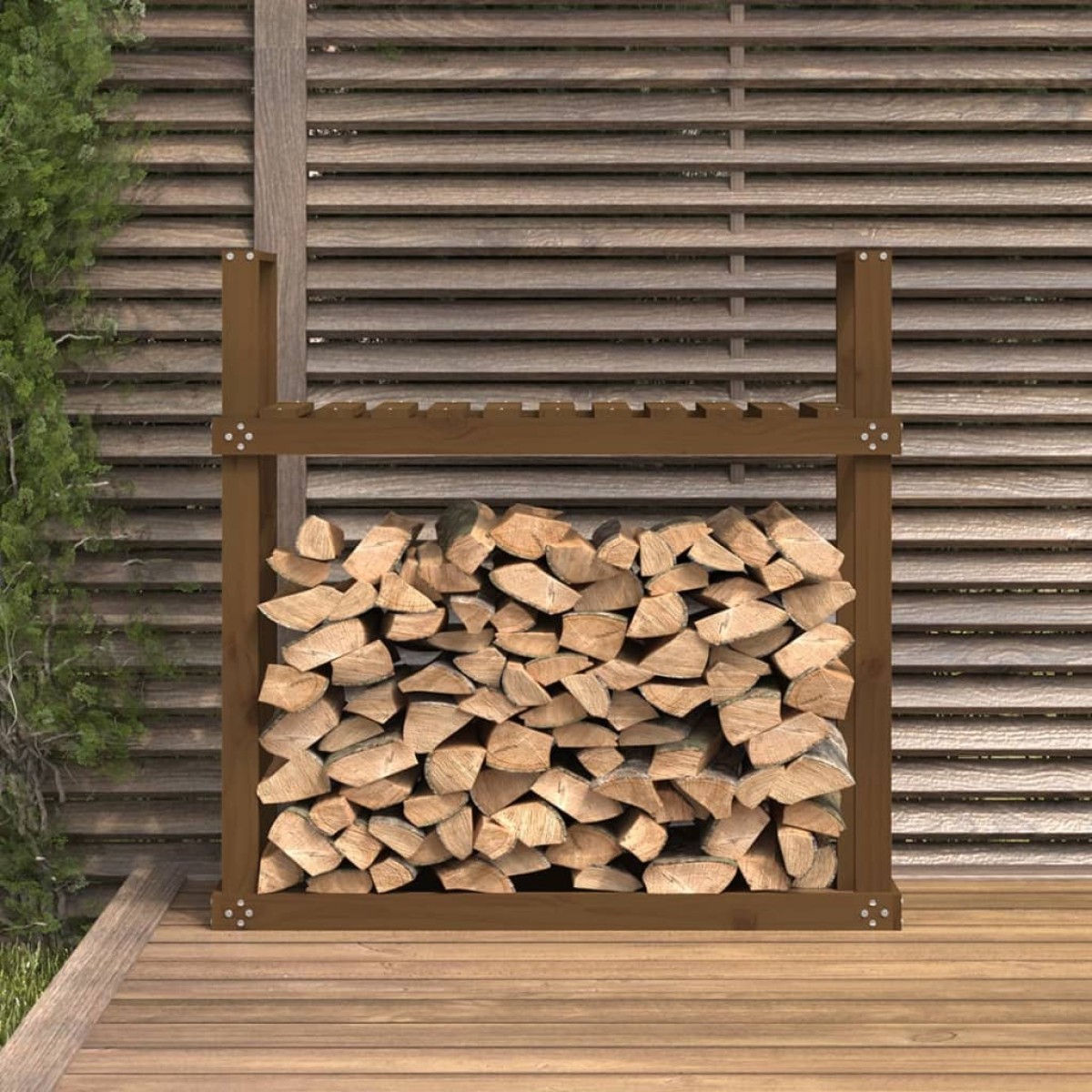 vidaXL Ραφιέρα Καυσόξυλων Καφέ Μελί 110x35x108,5 εκ. Μασίφ Ξύλο Πεύκου
