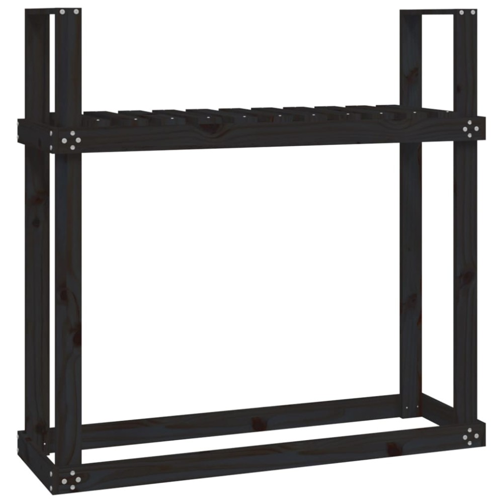 vidaXL Ραφιέρα Καυσόξυλων Μαύρο 110x35x108,5 εκ. από Μασίφ Ξύλο Πεύκου
